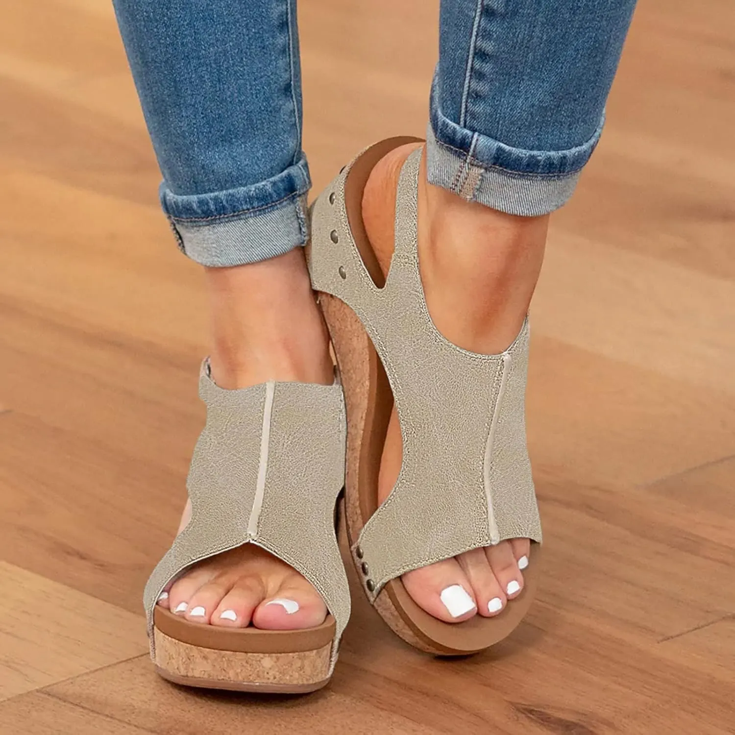 Cathalem Sandals For Women Comfortable Sandals for Women Open Toe Platform Wedge Sandals