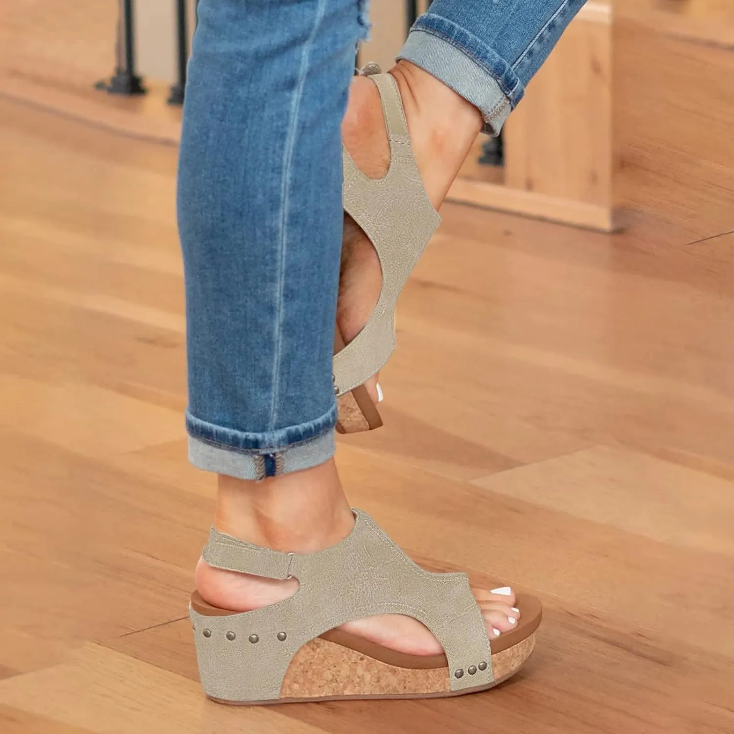 Cathalem Sandals For Women Comfortable Sandals for Women Open Toe Platform Wedge Sandals