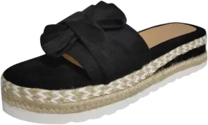 Cathalem Sandals for Women Dressy Summer,Womens Bow Toe Wedge Platforms Sandals Comfortable Walking Slip On Sandals Beach Shoes