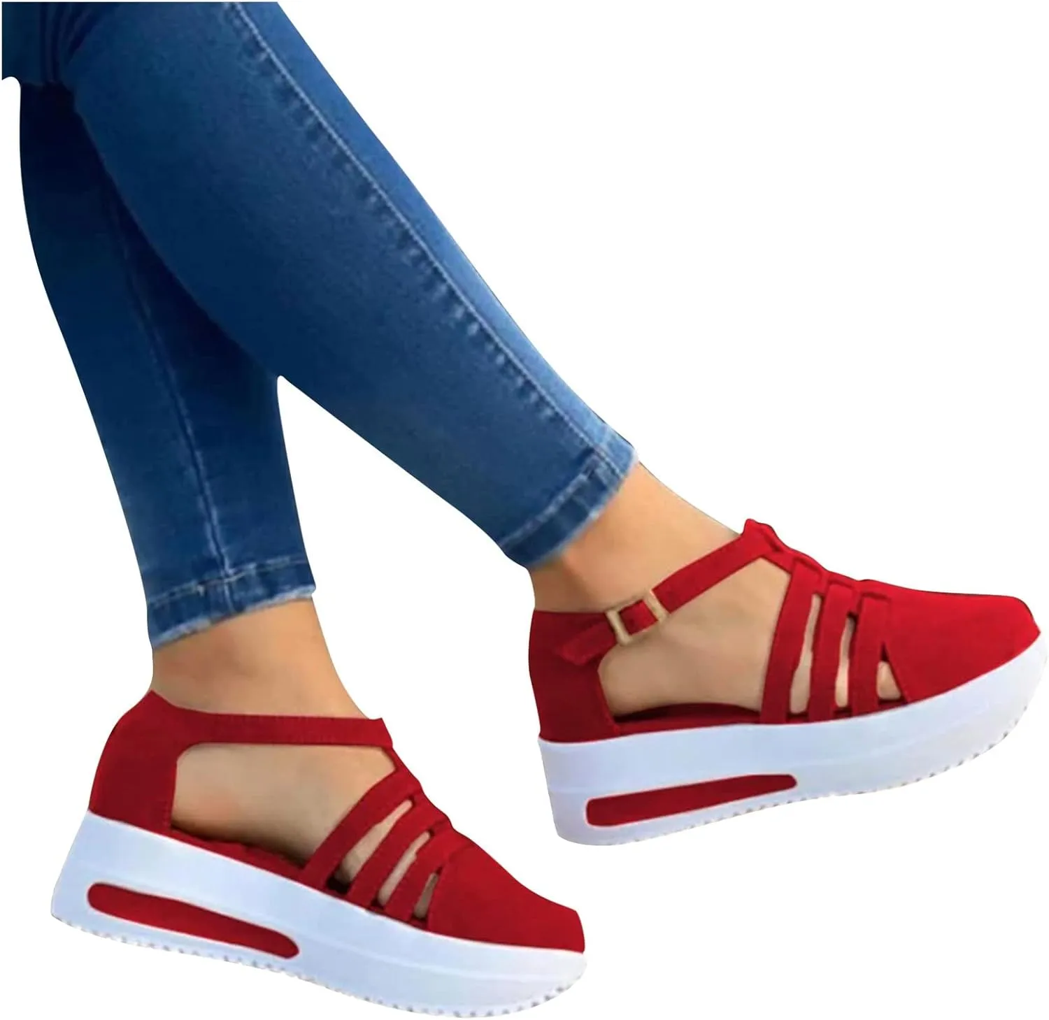 Cathalem Sandals Women Dressy Summer Casual Closed Toe Sandals Ankle Strap Closed Toe Espadrilles Wedge Sandals