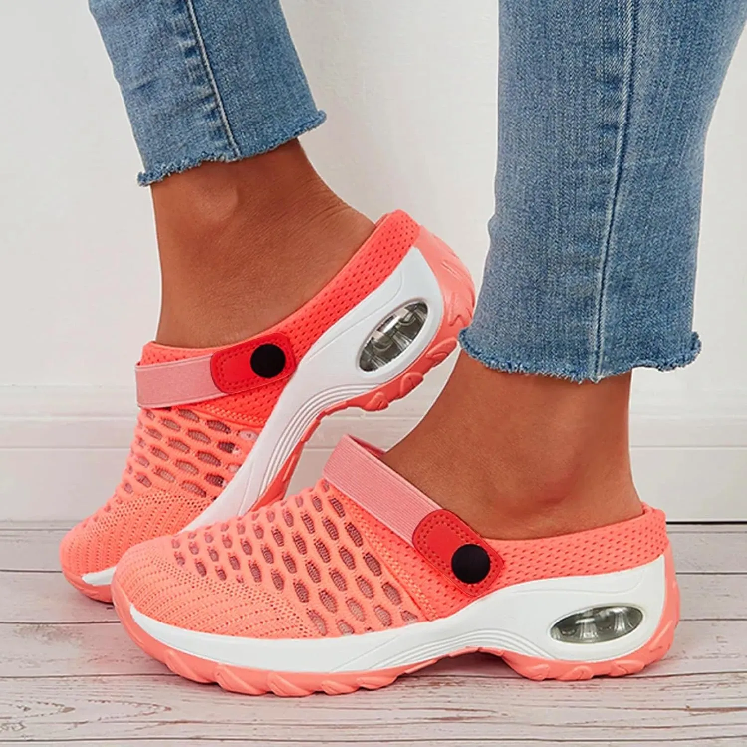 Cathalem Wedge Sandals for Women New Air Cushion Slip-on Diabetic Walking Shoes for Women Wide Width Slippers for Women
