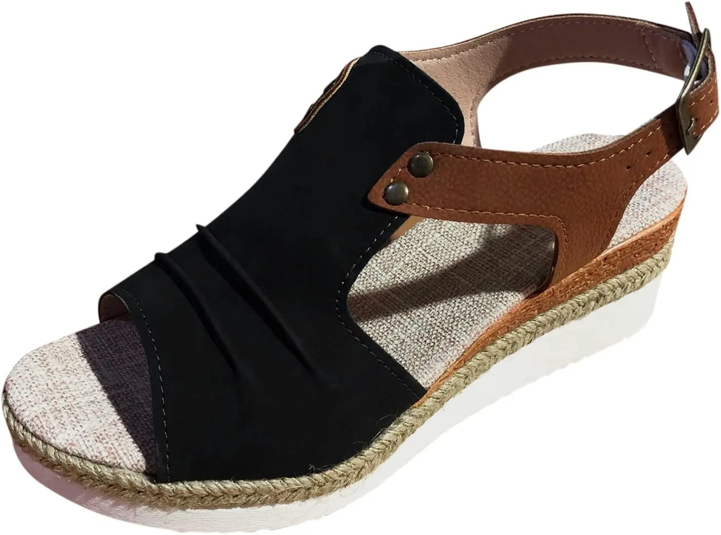 Cathalem Wedge Sandals for Women Open Toe Ankle Strap Wedge Heels Sandals Orthopedic Sandals Casual