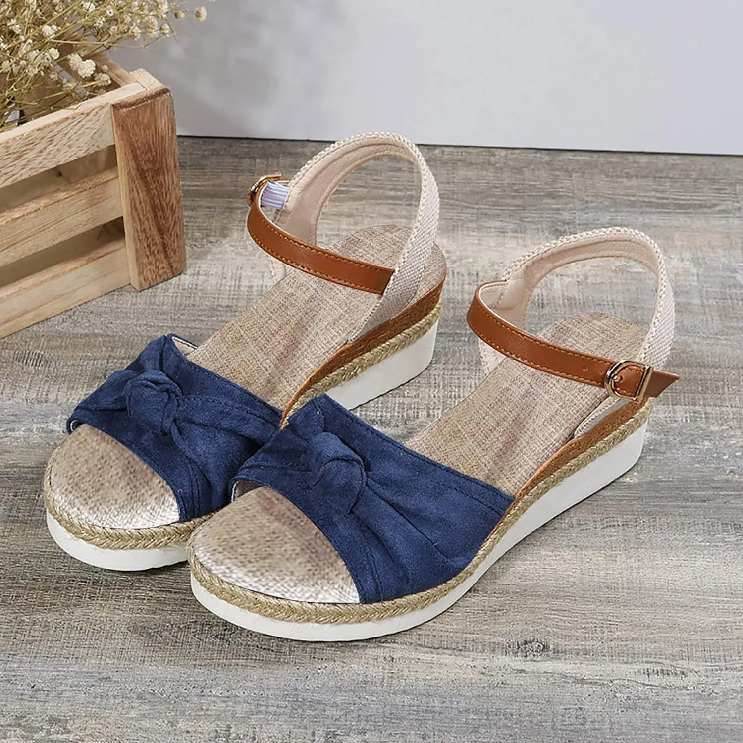 Cathalem Wedge Sandals for Women Orthopedic Open Toe Ankle Strap Platform Sandals Casual Strappy Sandals Zipper Summer Dressy Outdoor Sandals