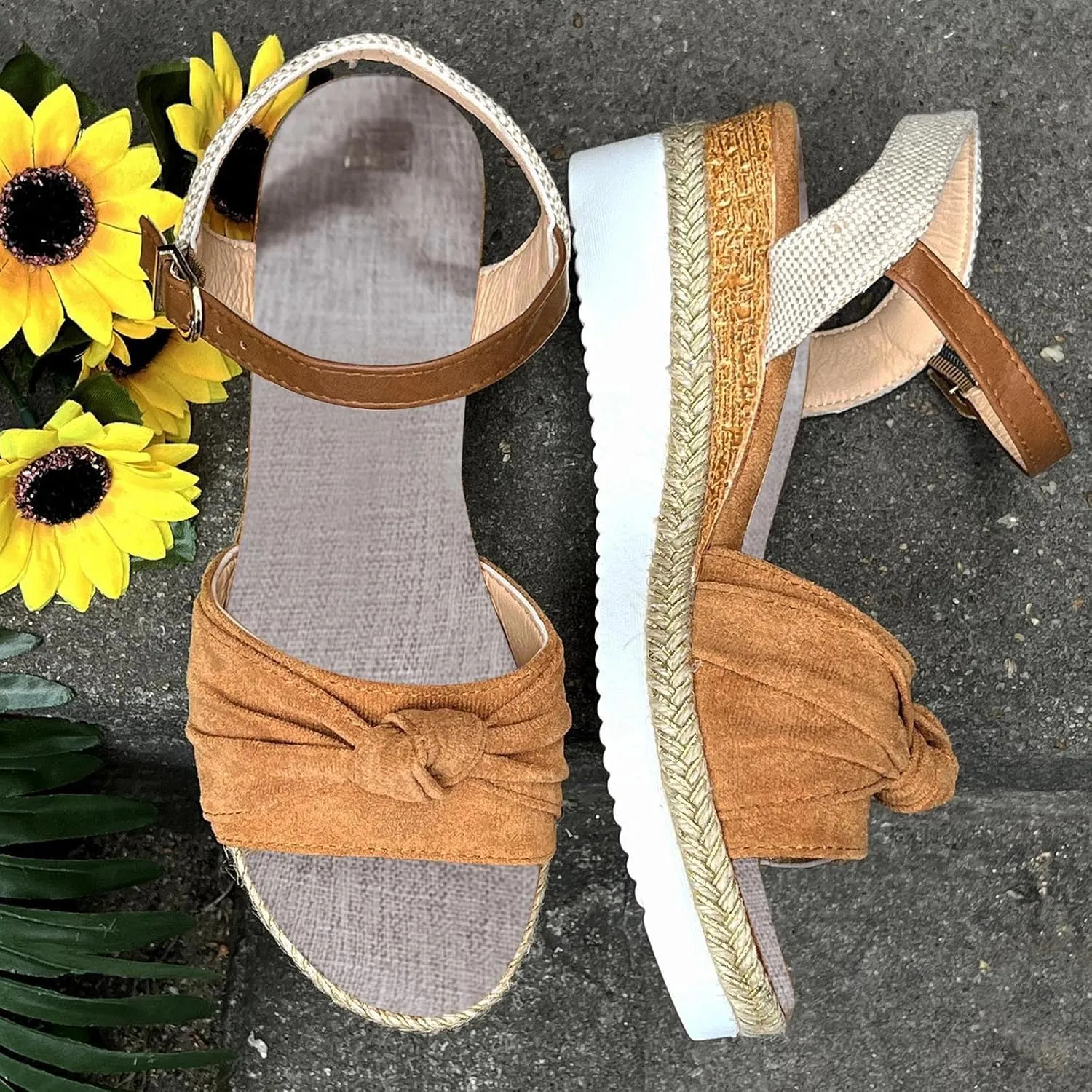 Cathalem Wedge Sandals for Women Summer Dressy Orthopedic Open Toe Platform Sandals with Ankle Strap Slip on Sandals Outdoor Shoes