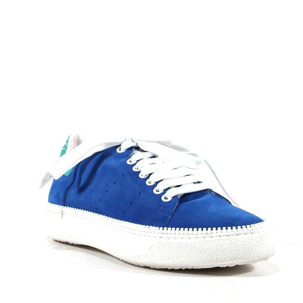 Cesare Paciotti Luxury Italian Men's Designer Shoes Vit Camoscio Denum Blue / White Suede Sneakers (CPM3107)