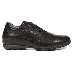 Cesare Paciotti Luxury Italian Men's Italian Designer Shoes Lizard Calf Black Sneakers (CPM5025)