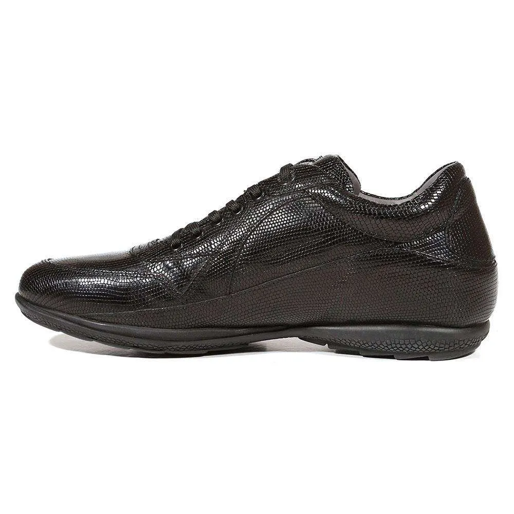 Cesare Paciotti Luxury Italian Men's Italian Designer Shoes Lizard Calf Black Sneakers (CPM5025)
