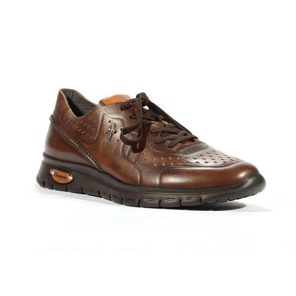 Cesare Paciotti Luxury Italian Men's Sneakers 4US Brown Ghost Terra Designer Shoes (CPM5405)