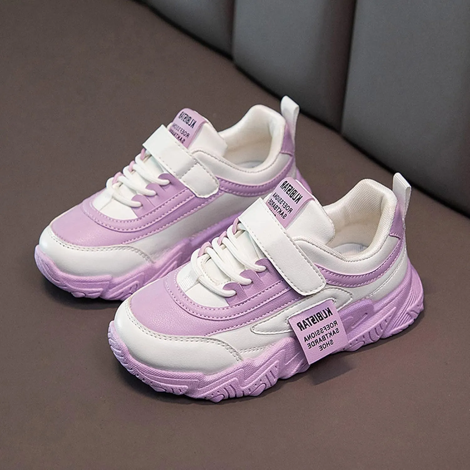 Children Toddler Boys Girls Sneakers Casual Comfortable Thick Sole Non Slip Lace Up Hook Loop Walking Tennis Shoes
