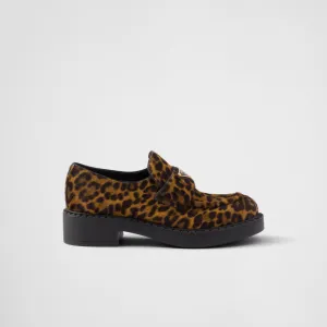 Chocolate printed leather loafers
