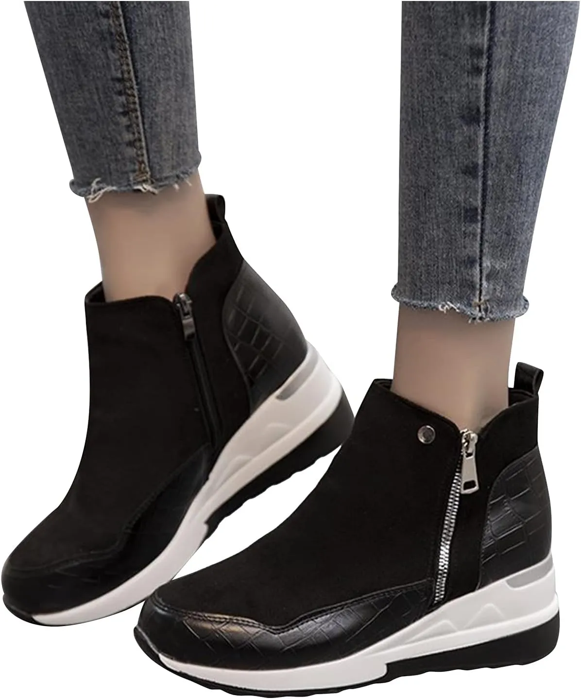 Cowboy Boots for Women High Heel Peep Toe Ankle Booties Leather Boots Wedges Short Booties Single Shoes 52