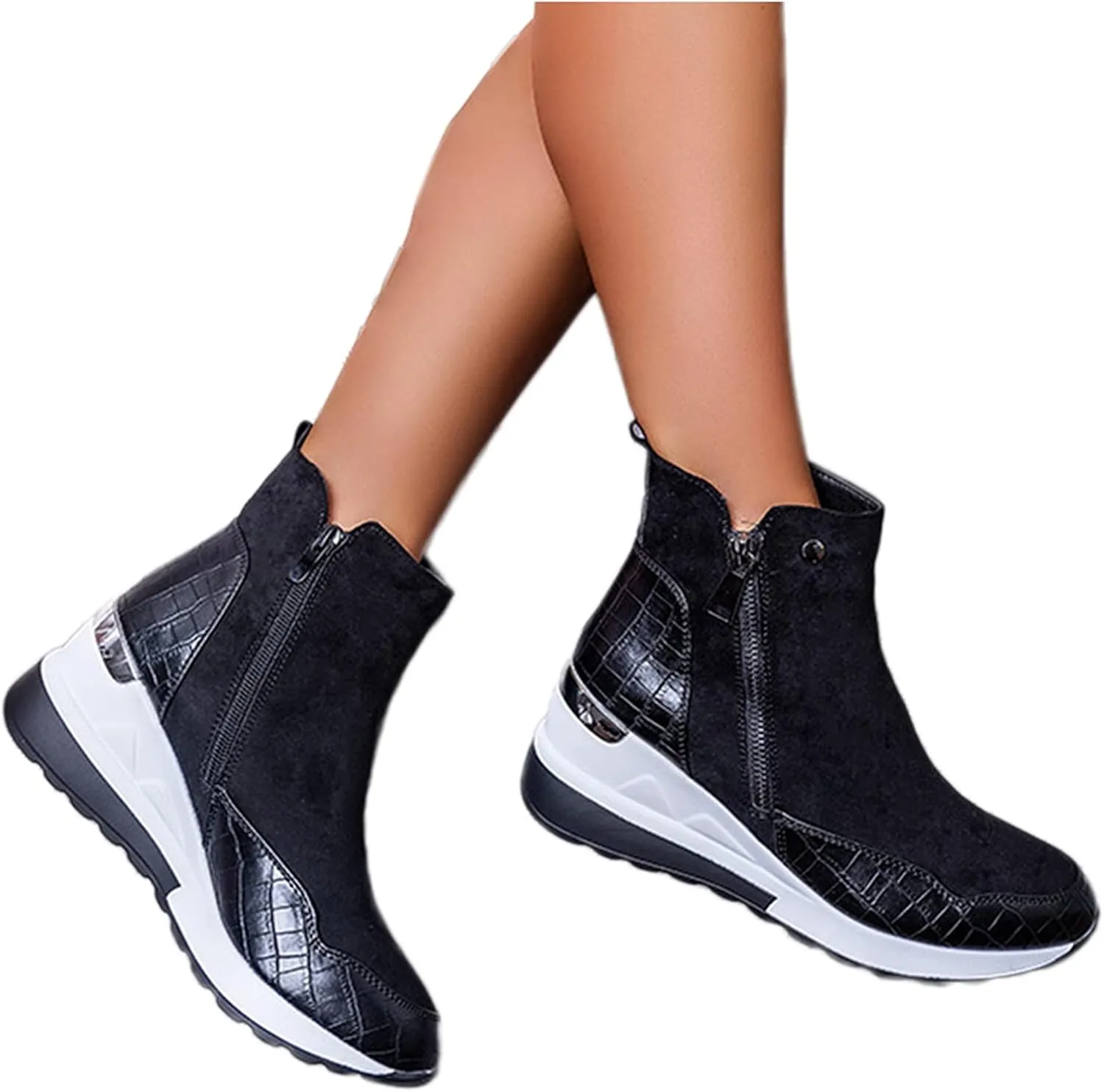 Cowboy Boots for Women High Heel Peep Toe Ankle Booties Leather Boots Wedges Short Booties Single Shoes 52