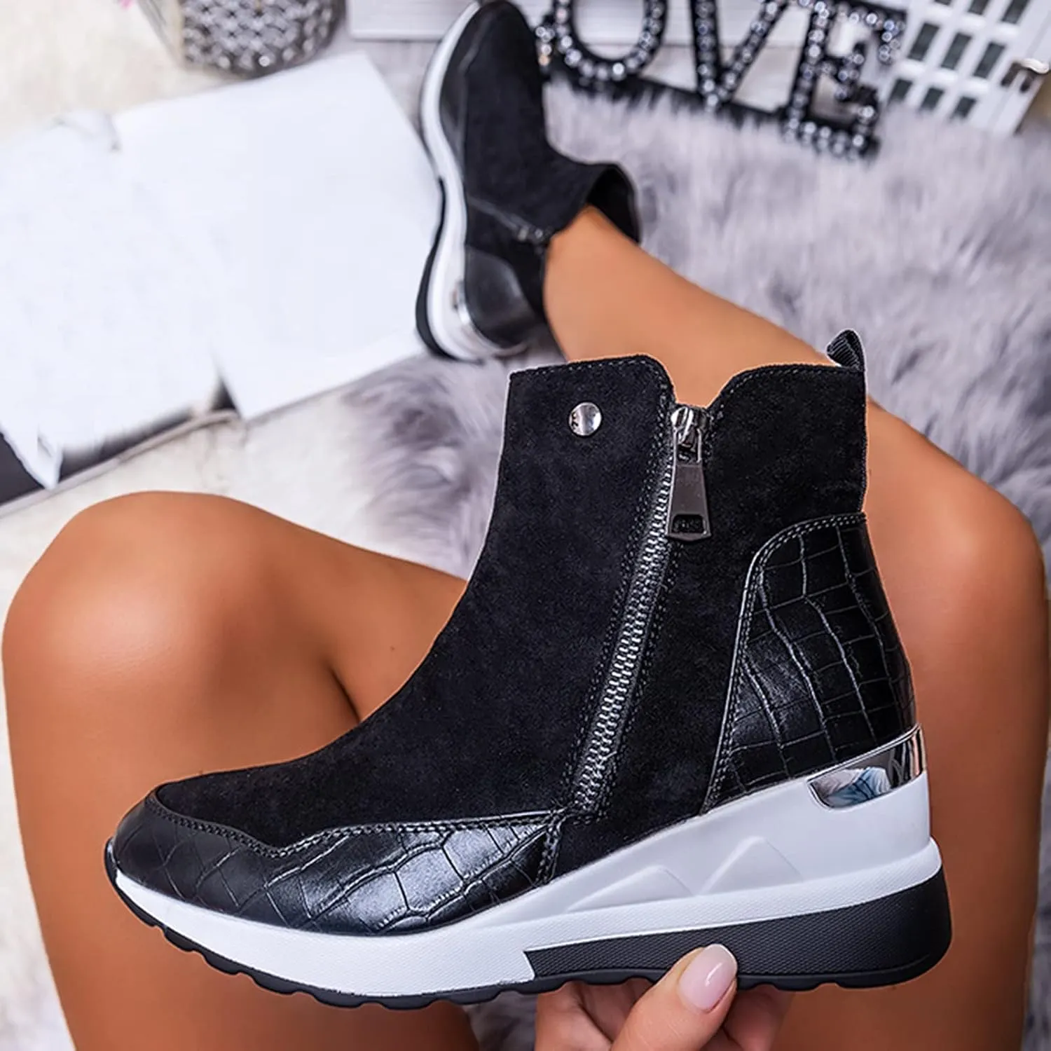Cowboy Boots for Women High Heel Peep Toe Ankle Booties Leather Boots Wedges Short Booties Single Shoes 52