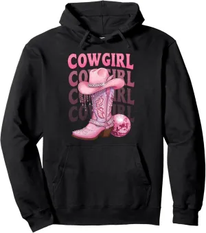 Cowgirl Pink Boots Western Country Coquette Girls Women Pullover Hoodie