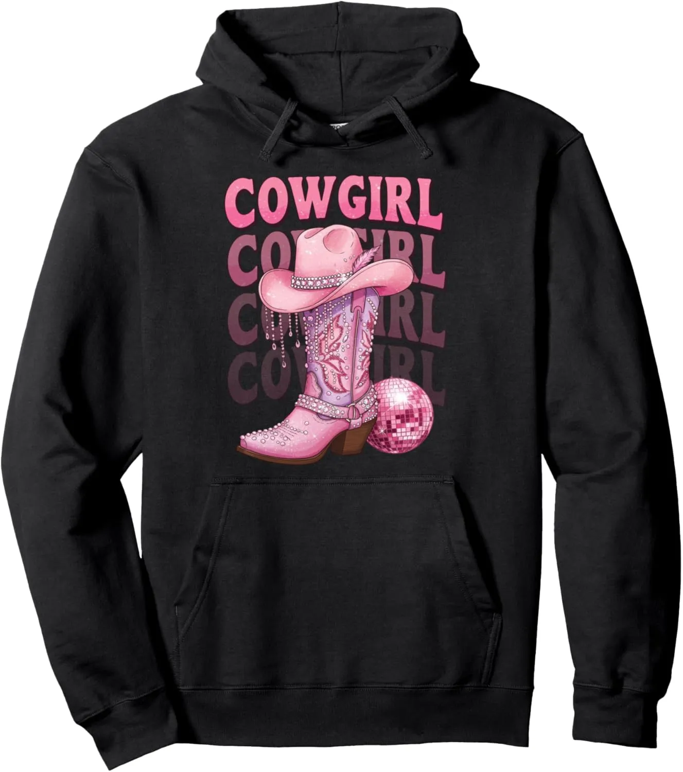Cowgirl Pink Boots Western Country Coquette Girls Women Pullover Hoodie