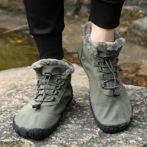 Crzidha Hiking Boots for Women Men Winter Snow Warm Fleece Winter Lined Waterproof Wide Toe Box Barefoot Shoe Outdoor Trail Trekking Pull On Ankle Boots with Elastic Cord Buckle Ultra Soft Non Slip Sole