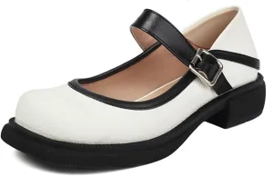 Cute Low Heel Platform Mary Janes for Women Closed Round Toe Strap Pumps with Bow Oxford Shoes Dressy Comfortable Prom Party Girls Uniform School Vacation Holiday
