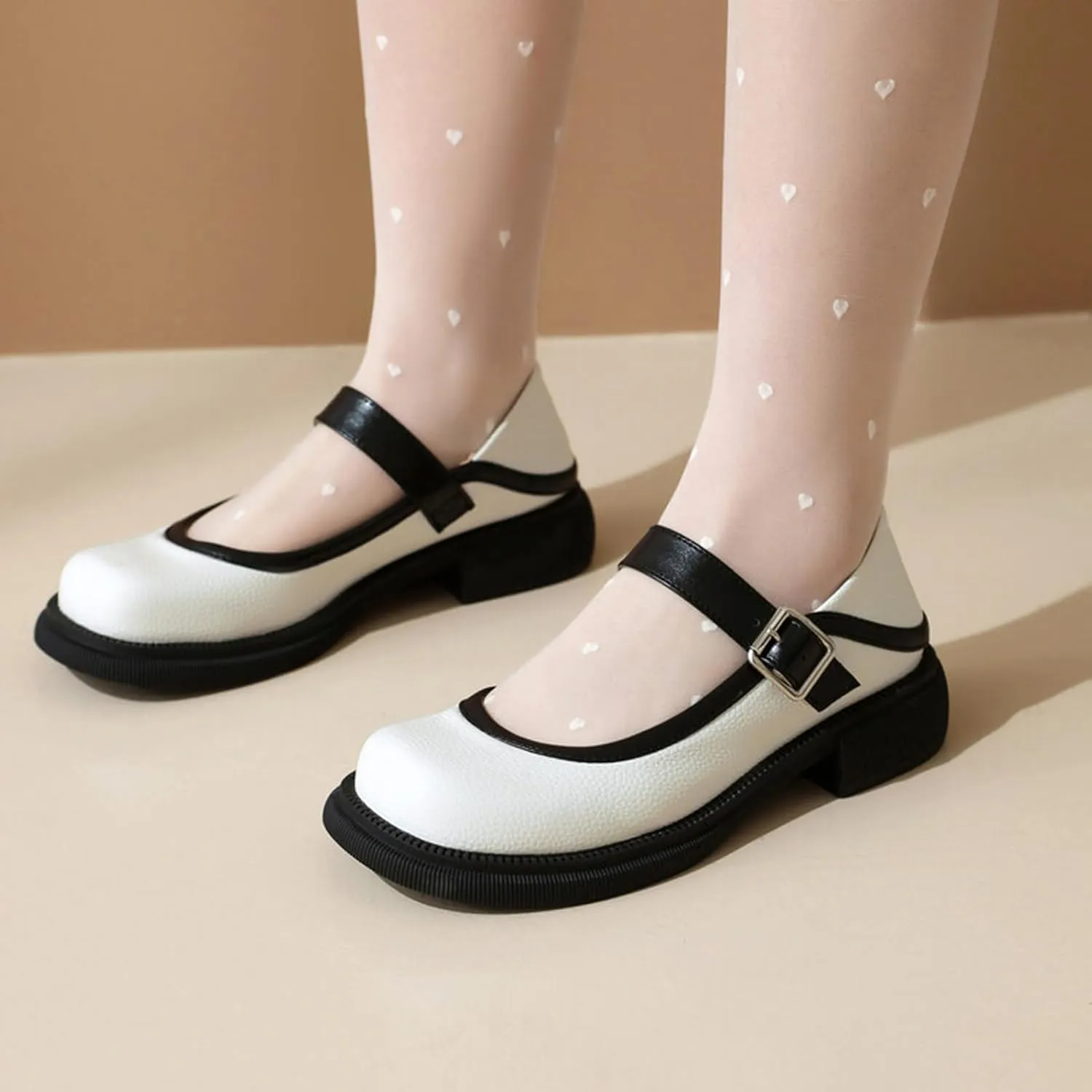 Cute Low Heel Platform Mary Janes for Women Closed Round Toe Strap Pumps with Bow Oxford Shoes Dressy Comfortable Prom Party Girls Uniform School Vacation Holiday