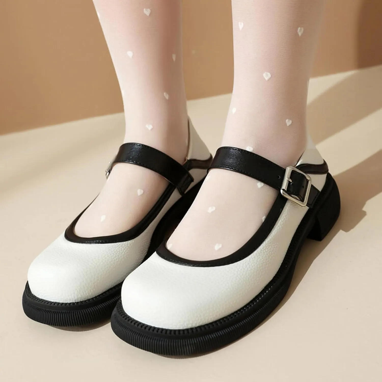 Cute Low Heel Platform Mary Janes for Women Closed Round Toe Strap Pumps with Bow Oxford Shoes Dressy Comfortable Prom Party Girls Uniform School Vacation Holiday