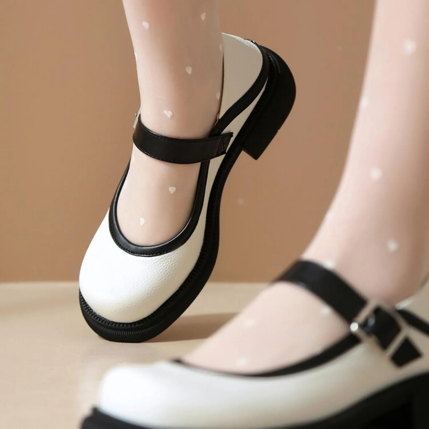 Cute Low Heel Platform Mary Janes for Women Closed Round Toe Strap Pumps with Bow Oxford Shoes Dressy Comfortable Prom Party Girls Uniform School Vacation Holiday