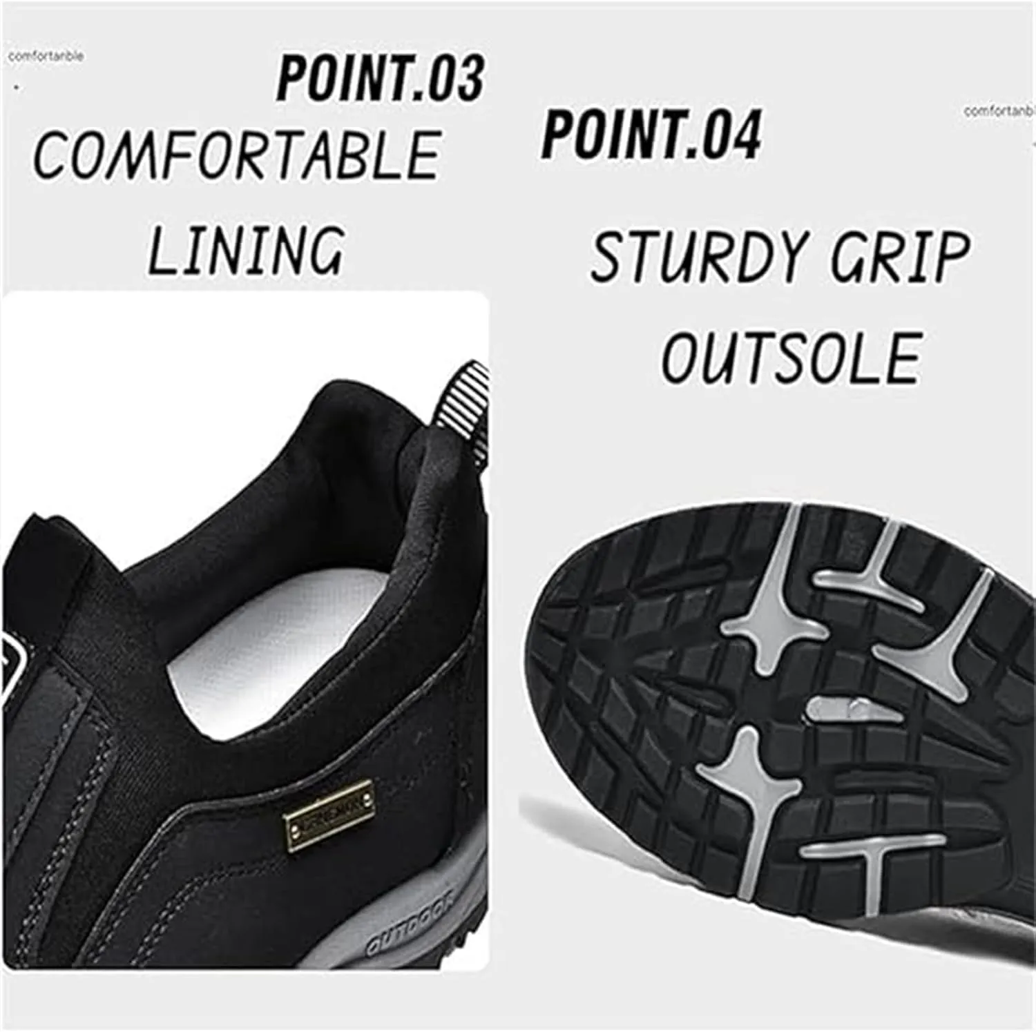 Daladder Walking Shoes, Men's Comfortable Boots Waterproof Breathable Orthopedic Walking Shoes Hiking Motorcycle Shoes