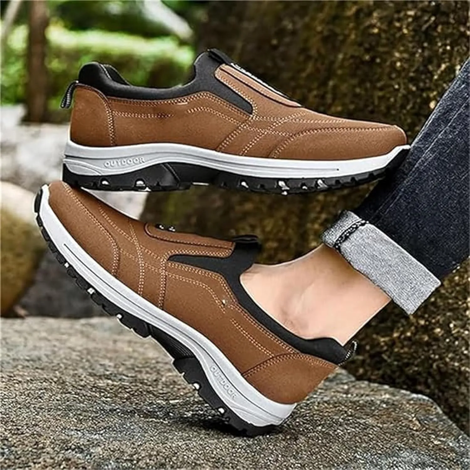 Daladder Walking Shoes, Men's Comfortable Boots Waterproof Breathable Orthopedic Walking Shoes Hiking Motorcycle Shoes