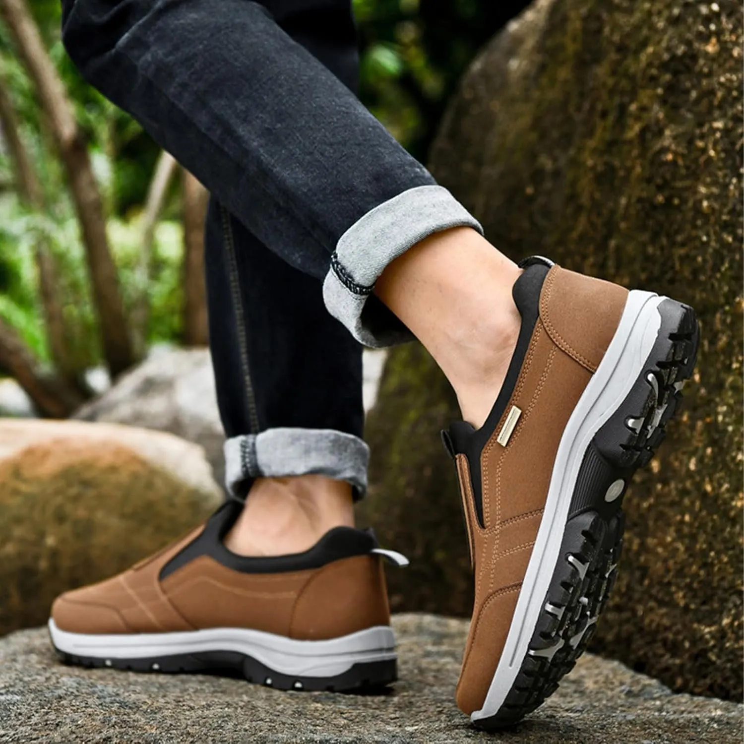 Daladder Walking Shoes,Dallader Men's Comfortable Waterproof Orthopedic Walking Shoes,Orthopedic Slip on Hiking Shoes