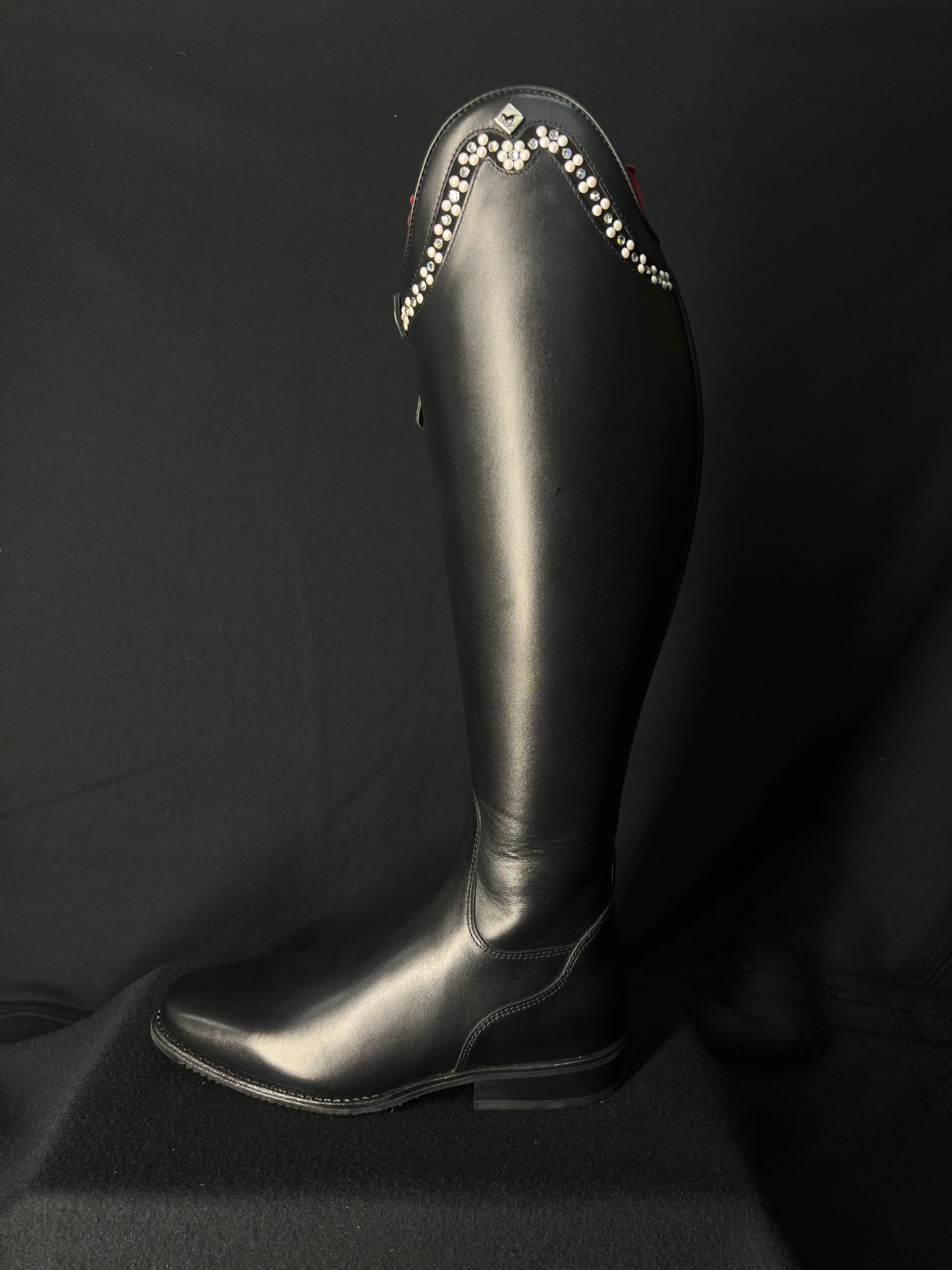 DeNiro Bellini Custom Dressage Boots Wrat Black with Pearls and Crystals