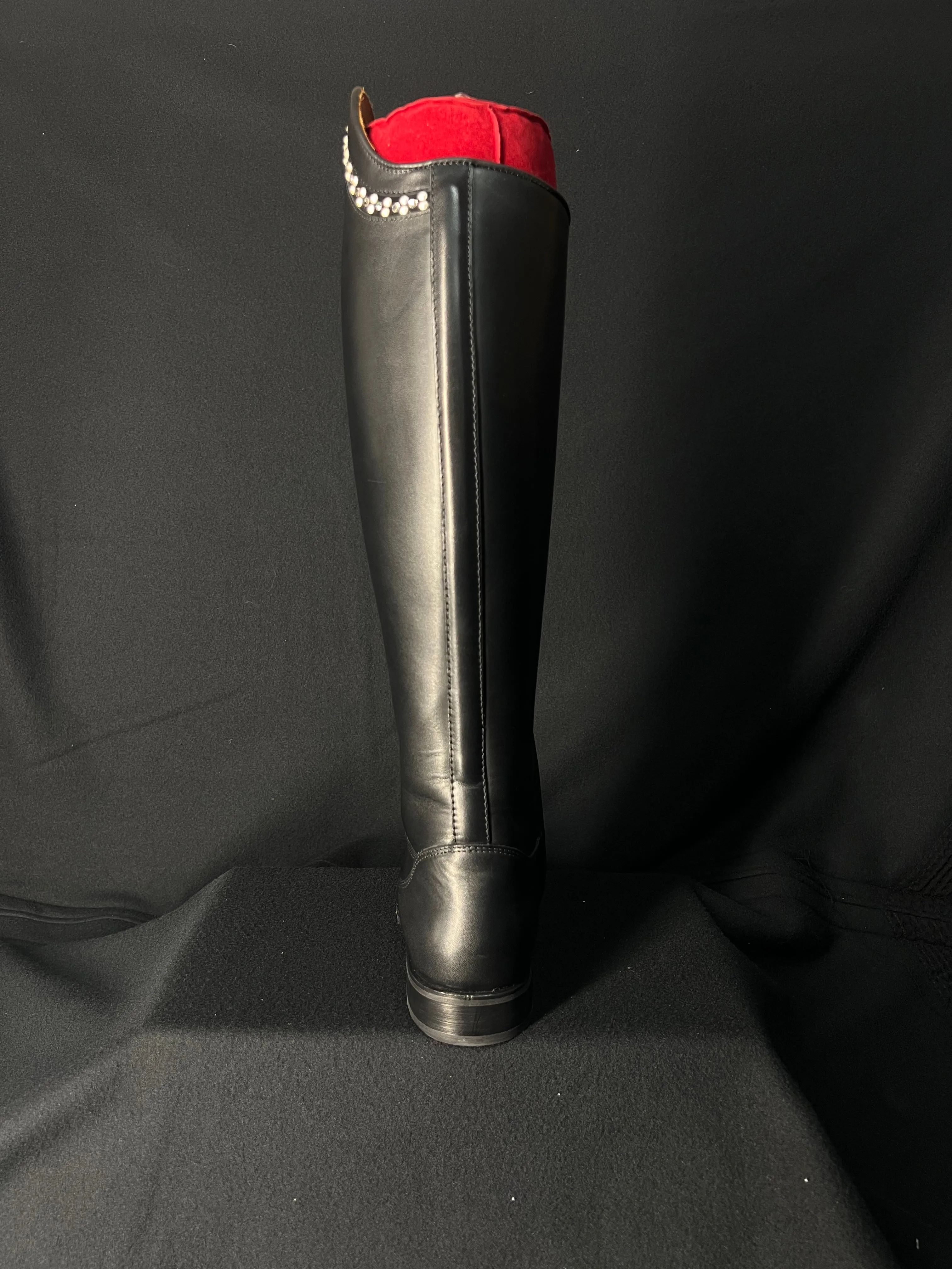 DeNiro Bellini Custom Dressage Boots Wrat Black with Pearls and Crystals