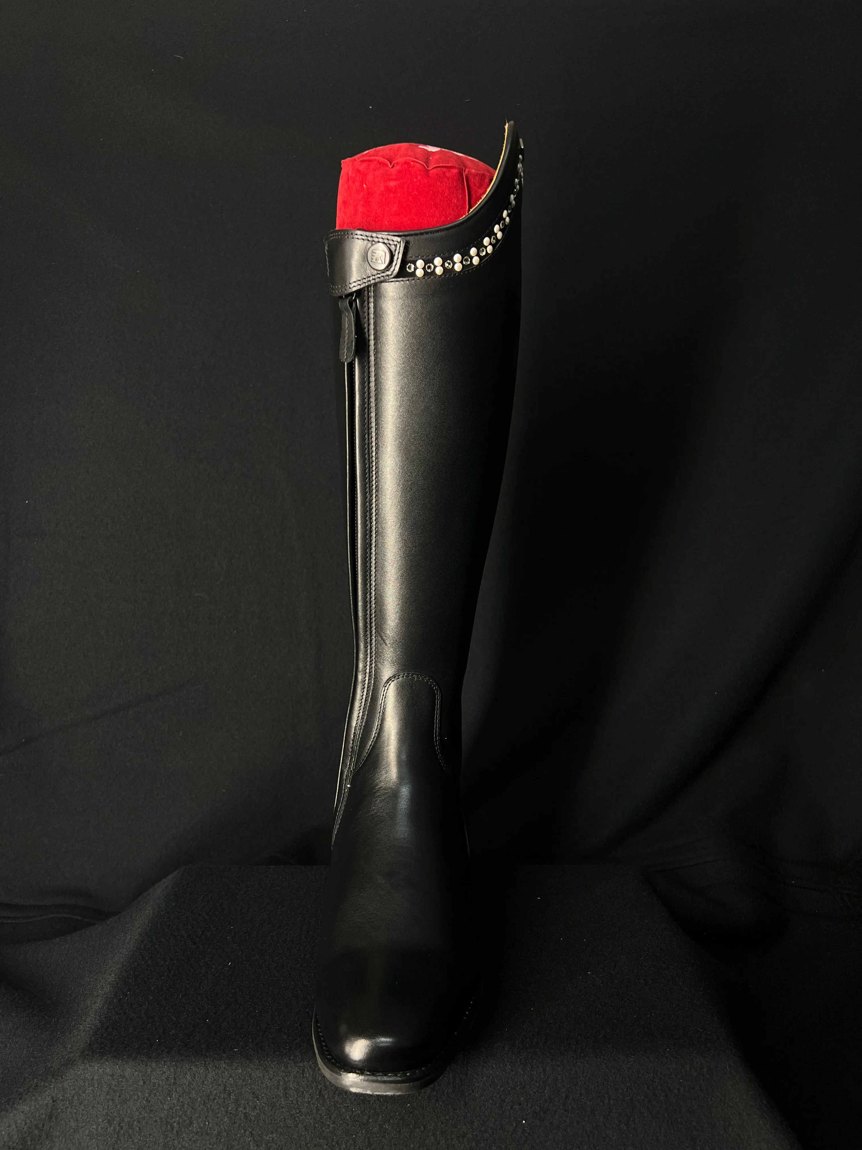 DeNiro Bellini Custom Dressage Boots Wrat Black with Pearls and Crystals