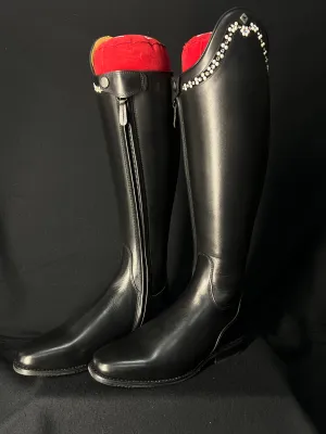 DeNiro Bellini Custom Dressage Boots Wrat Black with Pearls and Crystals