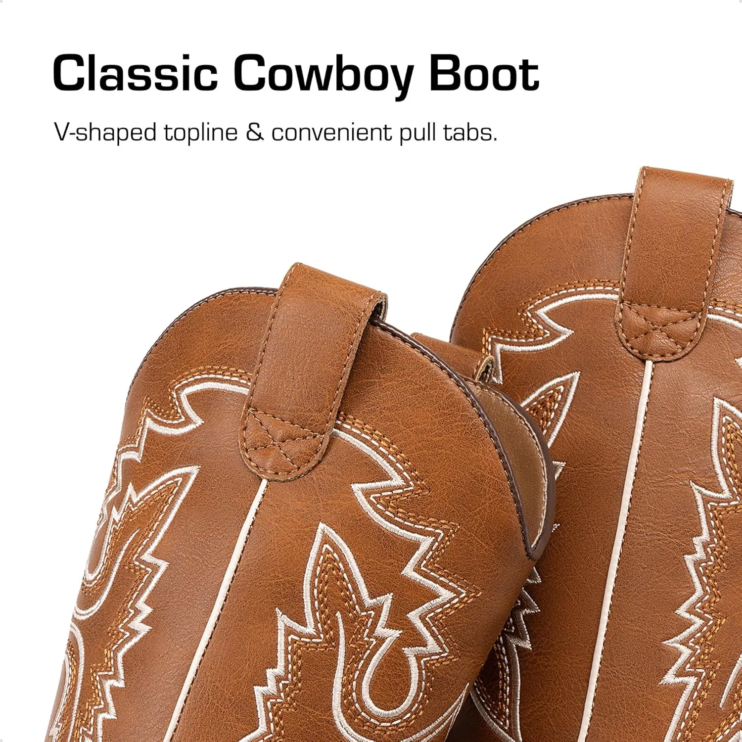 DREAM PAIRS Boys Girls Cowboy Boots Toddler Mid Calf Western Boots Square Toe Riding Boots for Kids