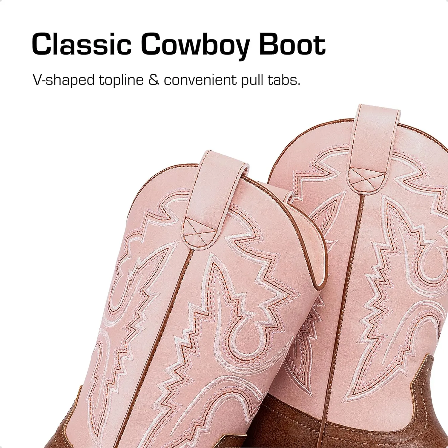 DREAM PAIRS Boys Girls Cowboy Boots Toddler Mid Calf Western Boots Square Toe Riding Boots for Kids