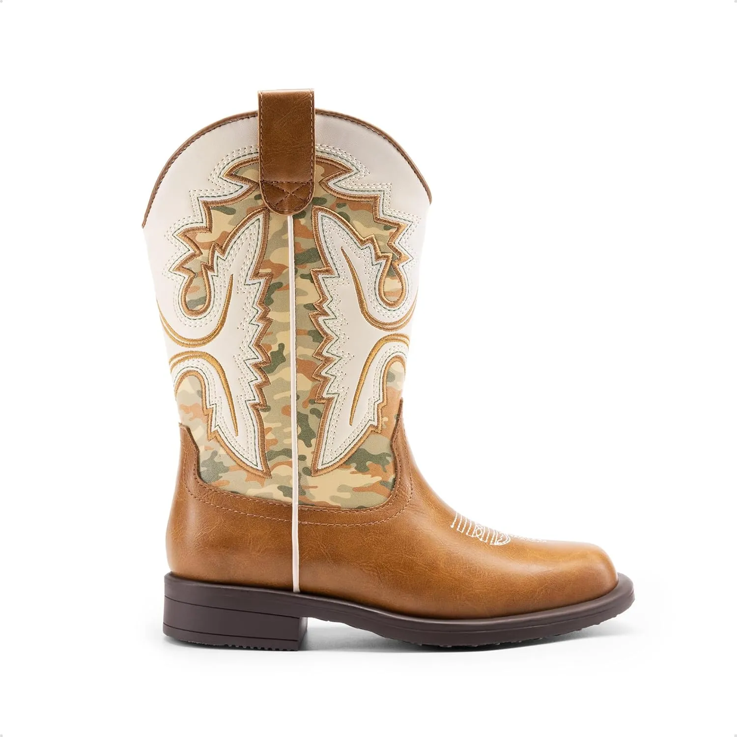 DREAM PAIRS Boys Girls Cowboy Boots Toddler Mid Calf Western Boots Square Toe Riding Boots for Kids