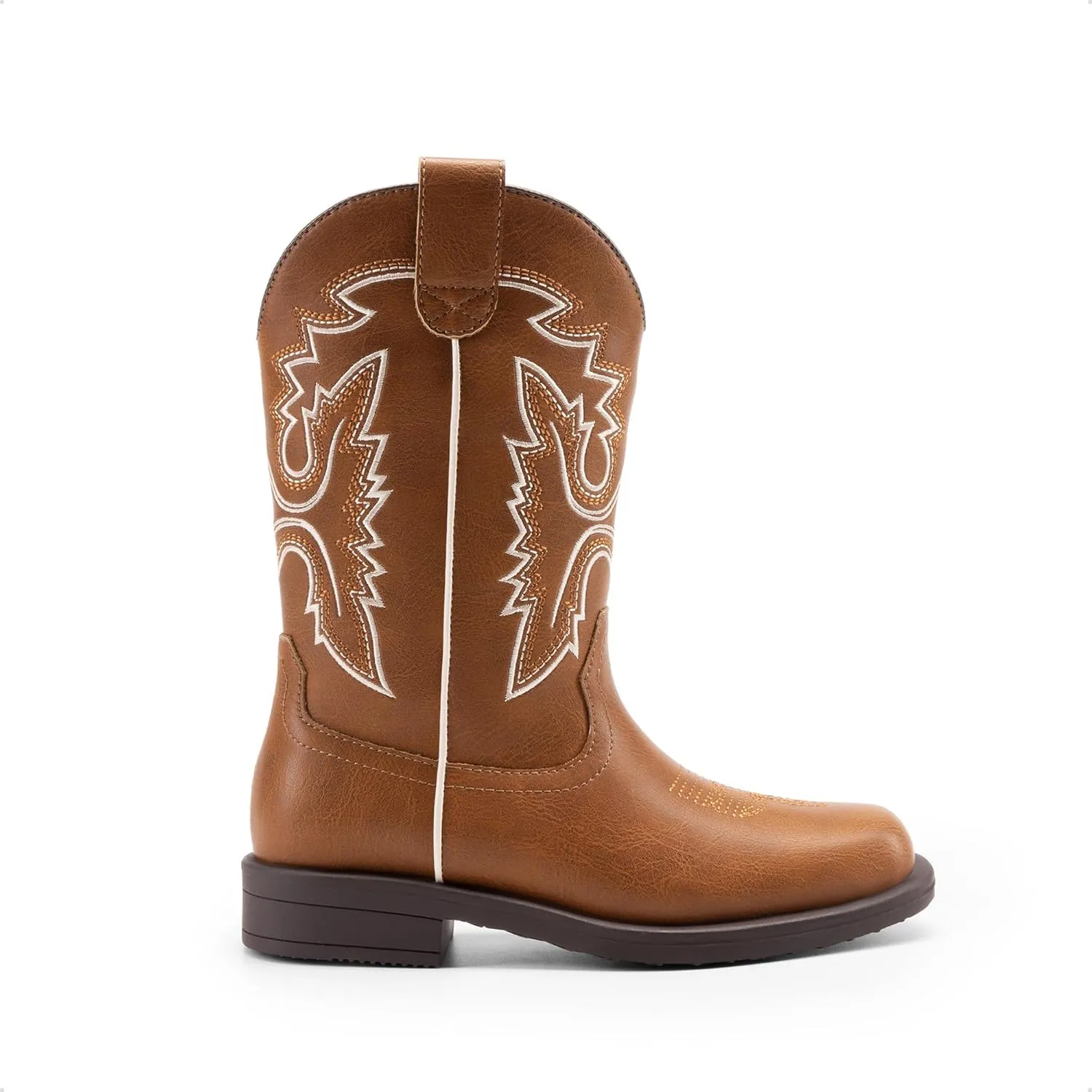 DREAM PAIRS Boys Girls Cowboy Boots Toddler Mid Calf Western Boots Square Toe Riding Boots for Kids
