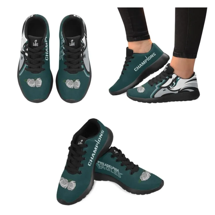 eagles Fans Shoes Midnight Green with White Rose Mens Womens Kids| nfl Philly super bowl Sneakers