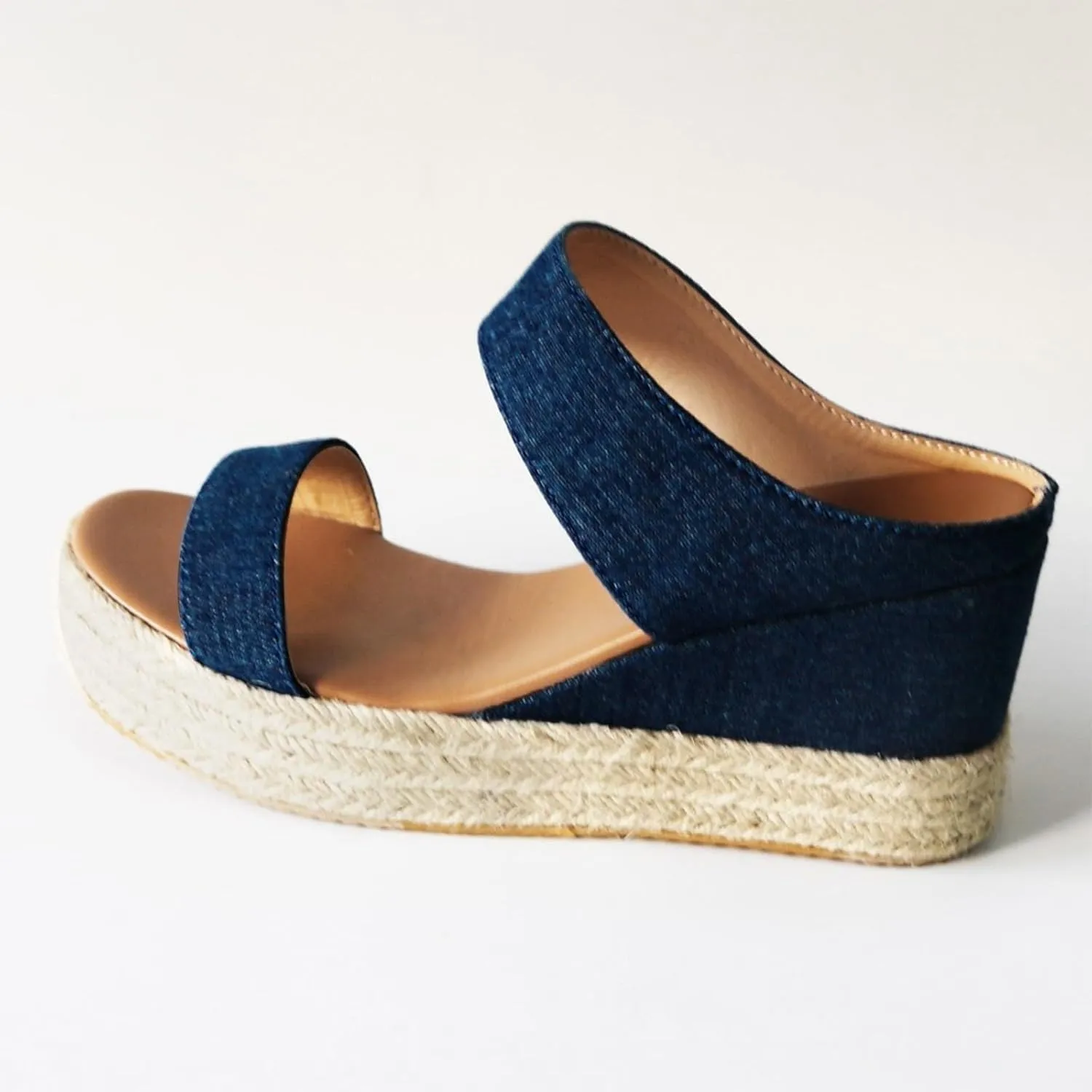 Eduavar Espadrille Sandals for Women, Sandals for Women Casual Summer Travel Beach Sandals Open Toe Slip-on Wedge Sandals