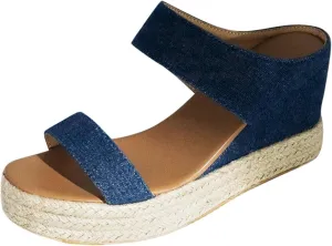 Eduavar Espadrille Sandals for Women, Sandals for Women Casual Summer Travel Beach Sandals Open Toe Slip-on Wedge Sandals