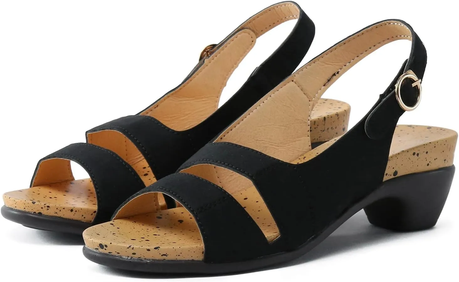 Eduavar Sandals for Women Dressy Summer, Heeled Sandals for Women Dressy Elegant Open Toe Sandals Shoes with Buckle Strap