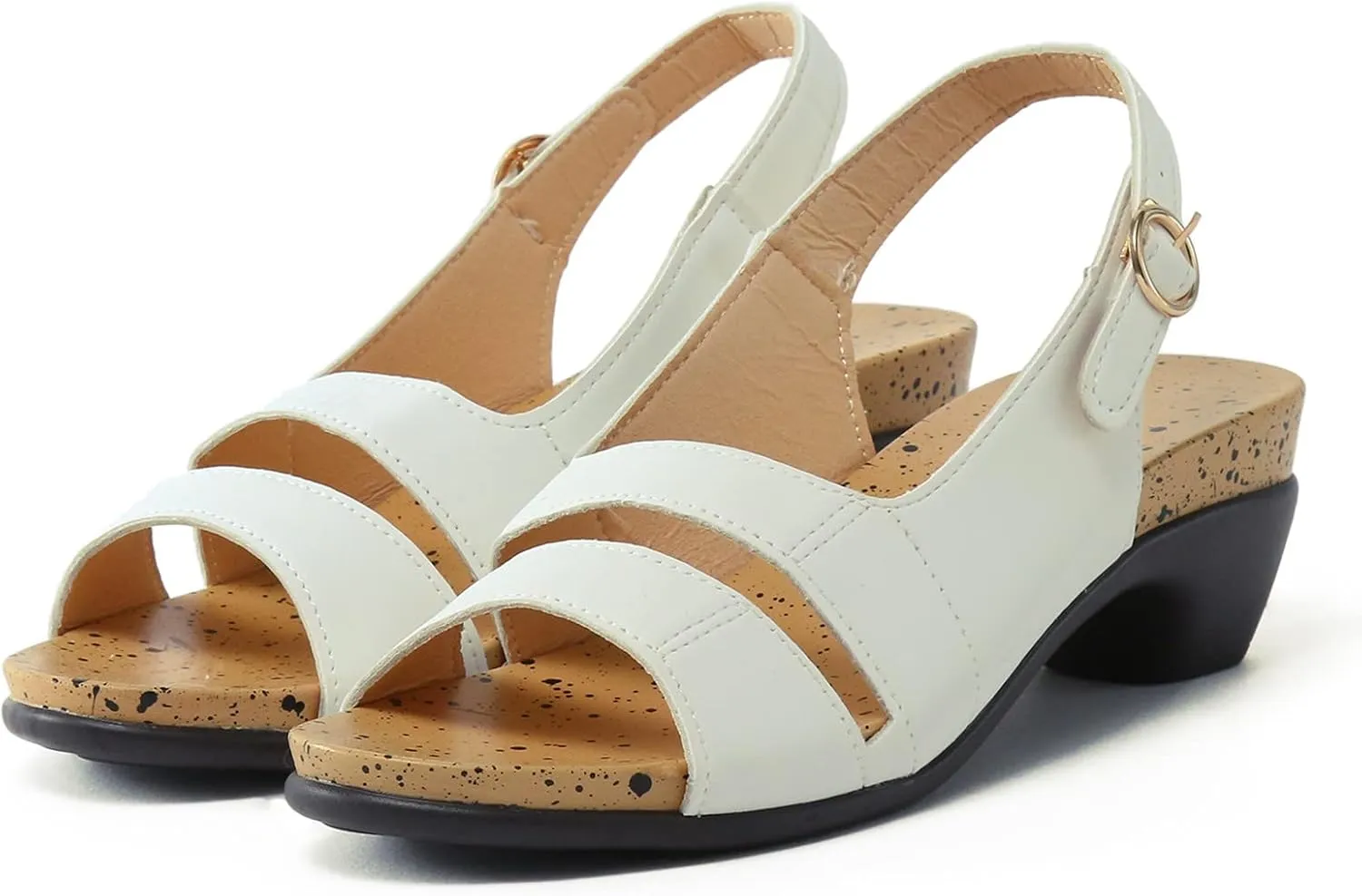 Eduavar Sandals for Women Dressy Summer, Heeled Sandals for Women Dressy Elegant Open Toe Sandals Shoes with Buckle Strap