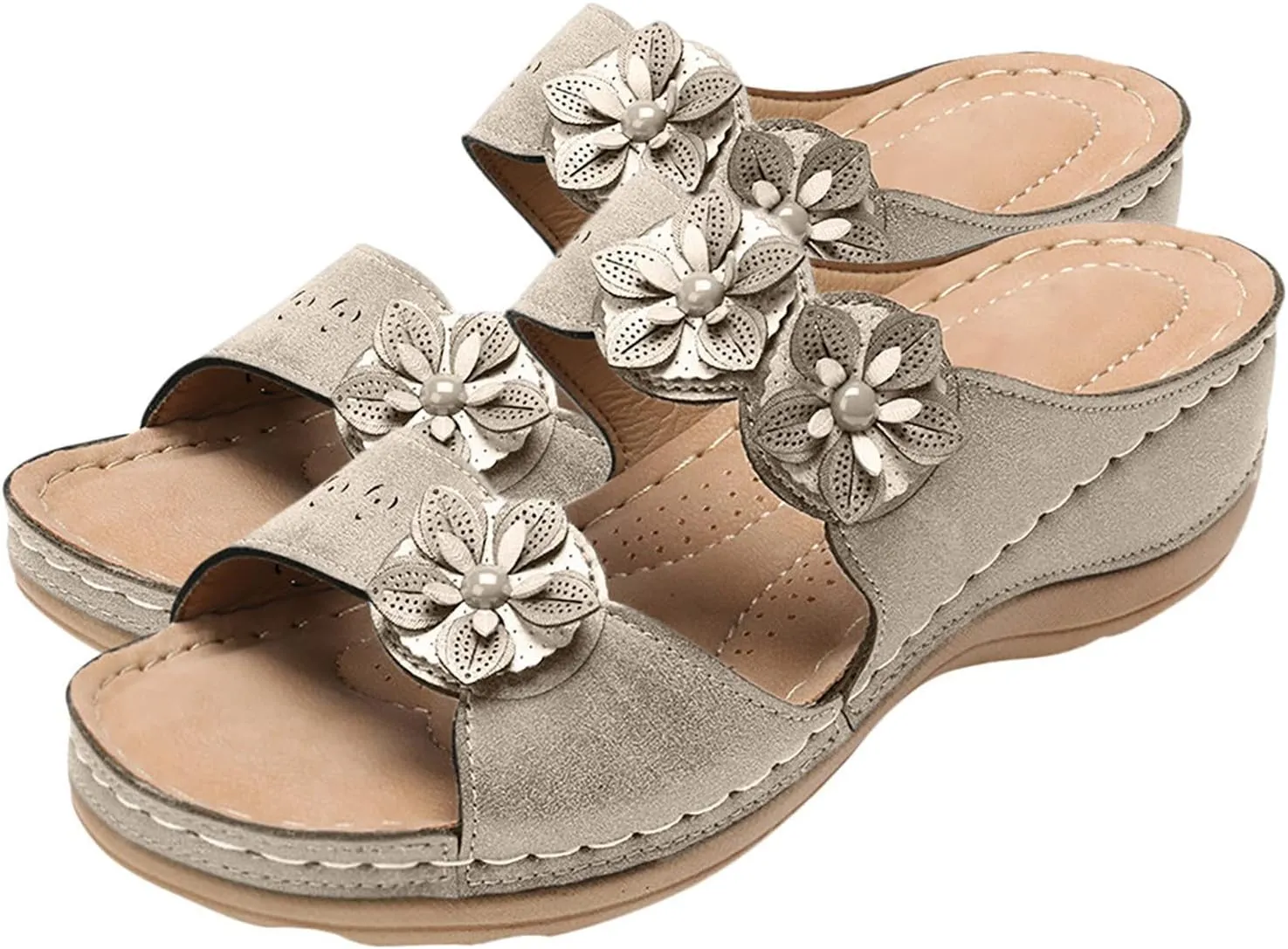 Eduavar Sandals for Women Dressy Summer, Orthopedic Sandals for Women Summer Casual Open Toe Wedge Sandals with Arch Support