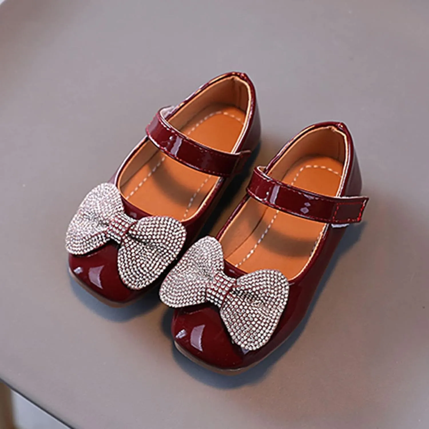 EnJoCho Toddler Walking Shoes Summer And Autumn Fashion Girls Casual Shoes Bow Rhinestones Flat Bottom Dress Shoes
