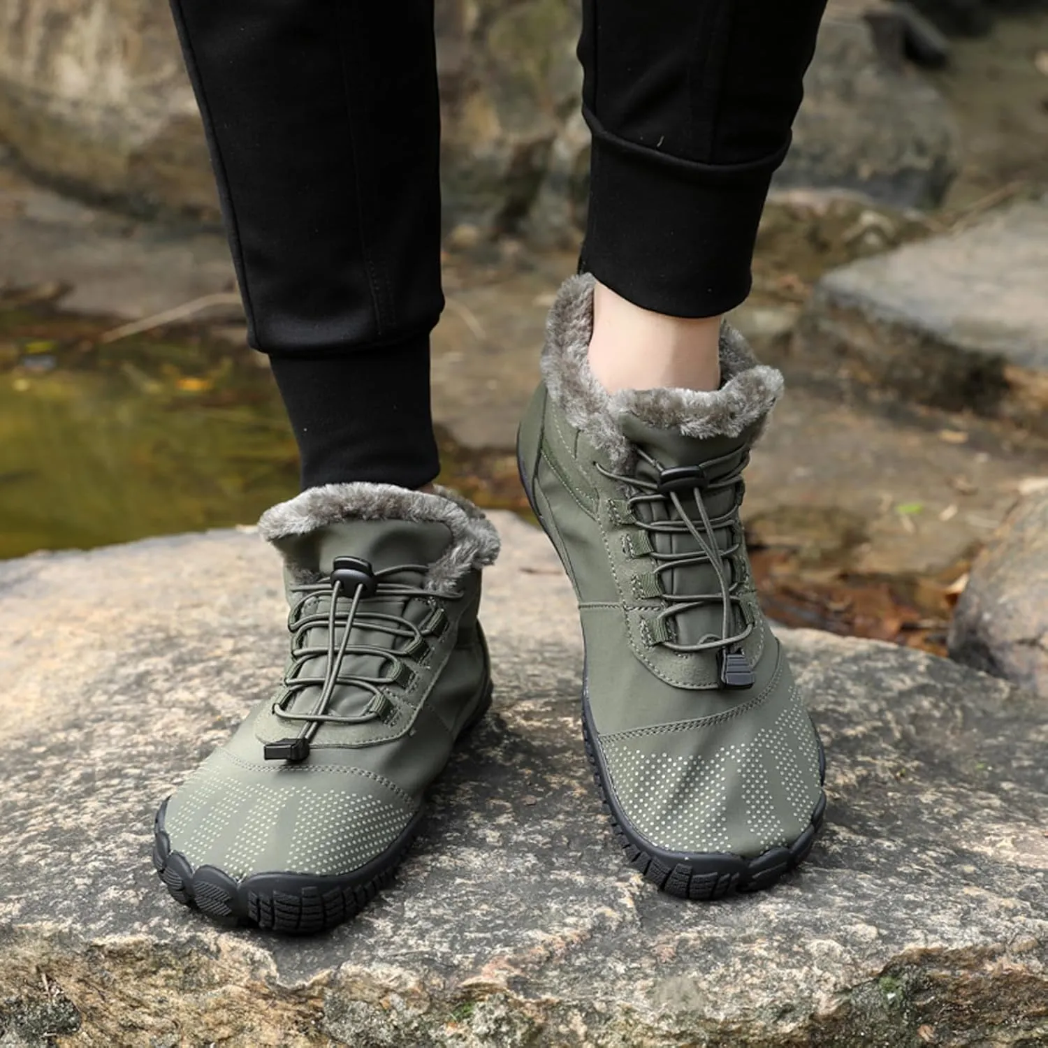 FLIOZY Winter Hiking Boots for Mens and Womens, Barefoot-Style Non-Slip Snow Boots, Waterproof Outdoor Hiking Shoes