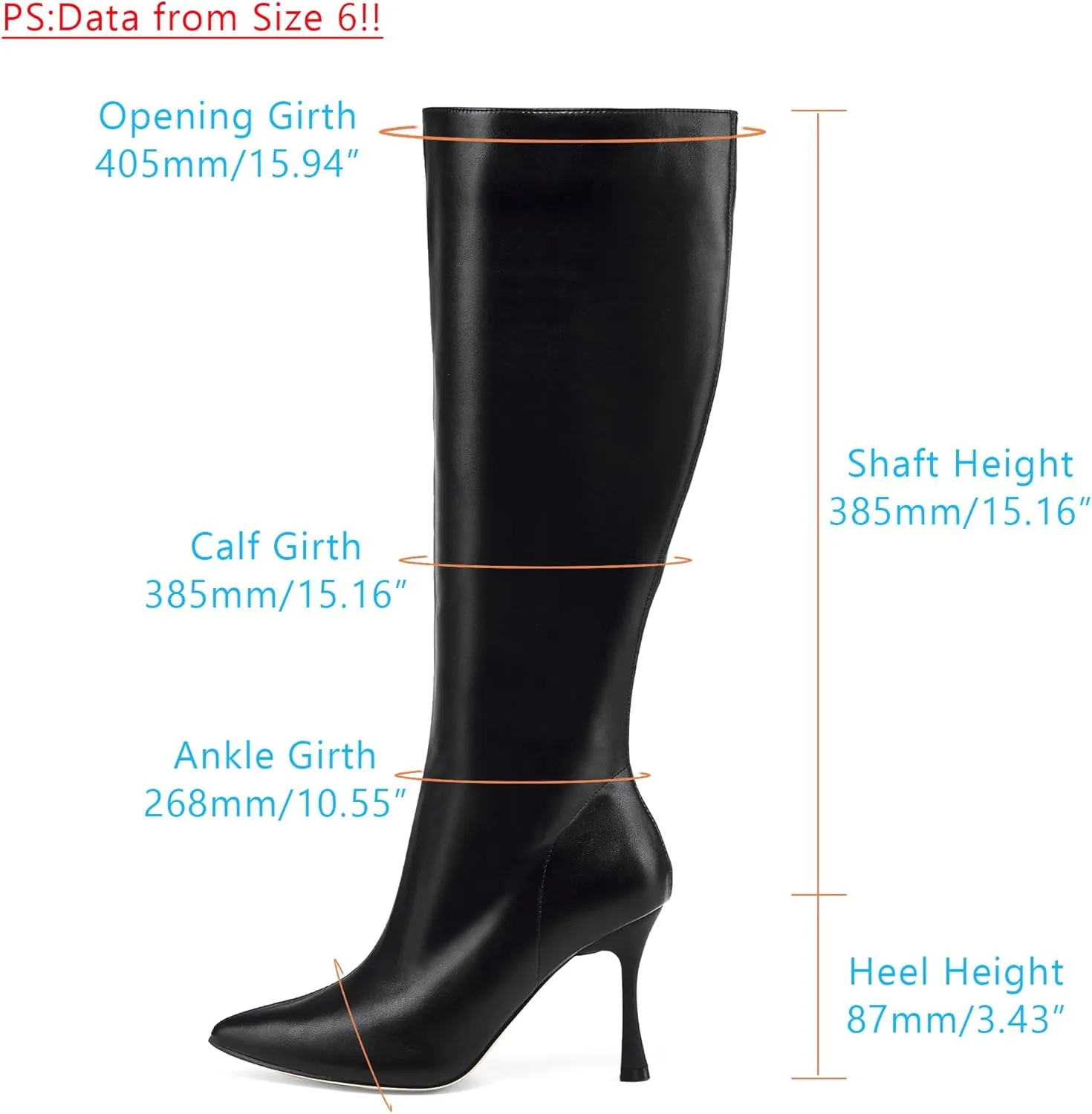 GENSHUO Knee High Heel Boots for Women Elegant Pointed Toe Stiletto Boots Trendy Side Zipper Womens Heel Stylish and Sexy Design