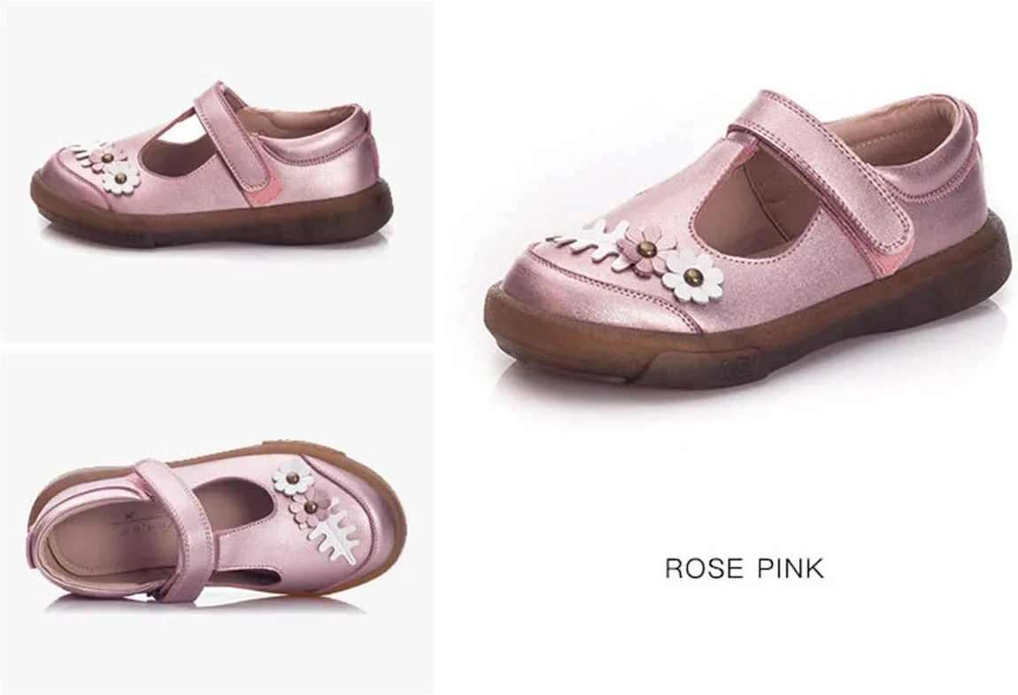 Genuine Leather Girls Mary Jane Shoes Round Toe Little Girls Party Dress Princess Casual Flats Shoes
