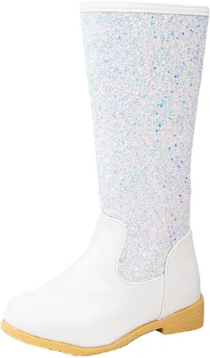Girls Cowgirl Boots Mid Calf Square Toe Western Boot for Kids Glitter Cowboy Boots Party Snow Boots for Children Shoe