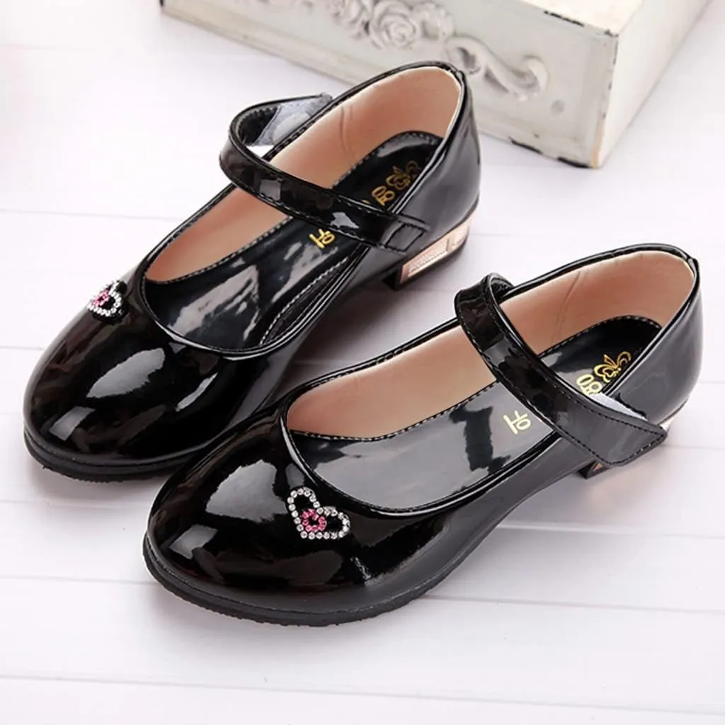Girls Dress Shoes Mary Jane Shoes for Girls Low Heel Princess Hook and Loop Dress Shoes Pary Wedding Flat