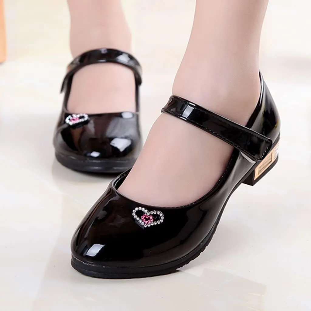 Girls Dress Shoes Mary Jane Shoes for Girls Low Heel Princess Hook and Loop Dress Shoes Pary Wedding Flat