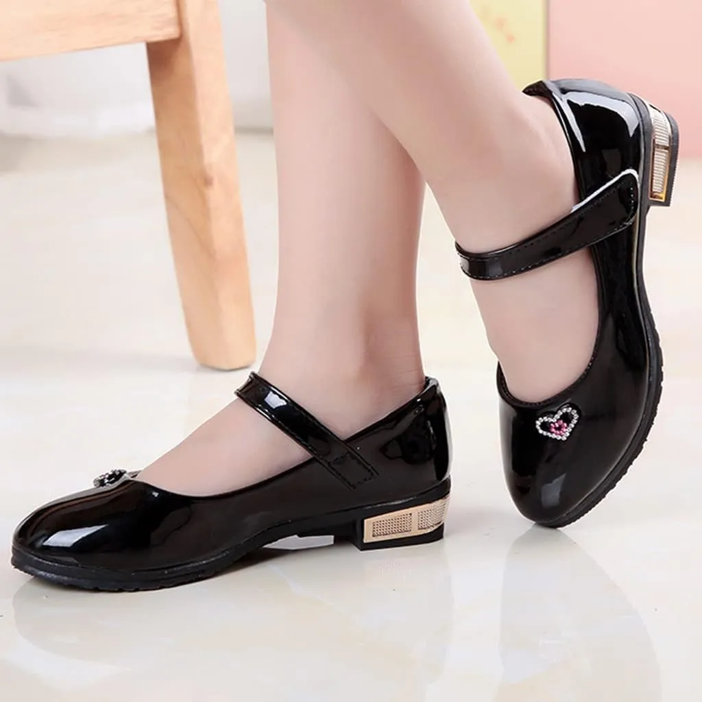 Girls Dress Shoes Mary Jane Shoes for Girls Low Heel Princess Hook and Loop Dress Shoes Pary Wedding Flat