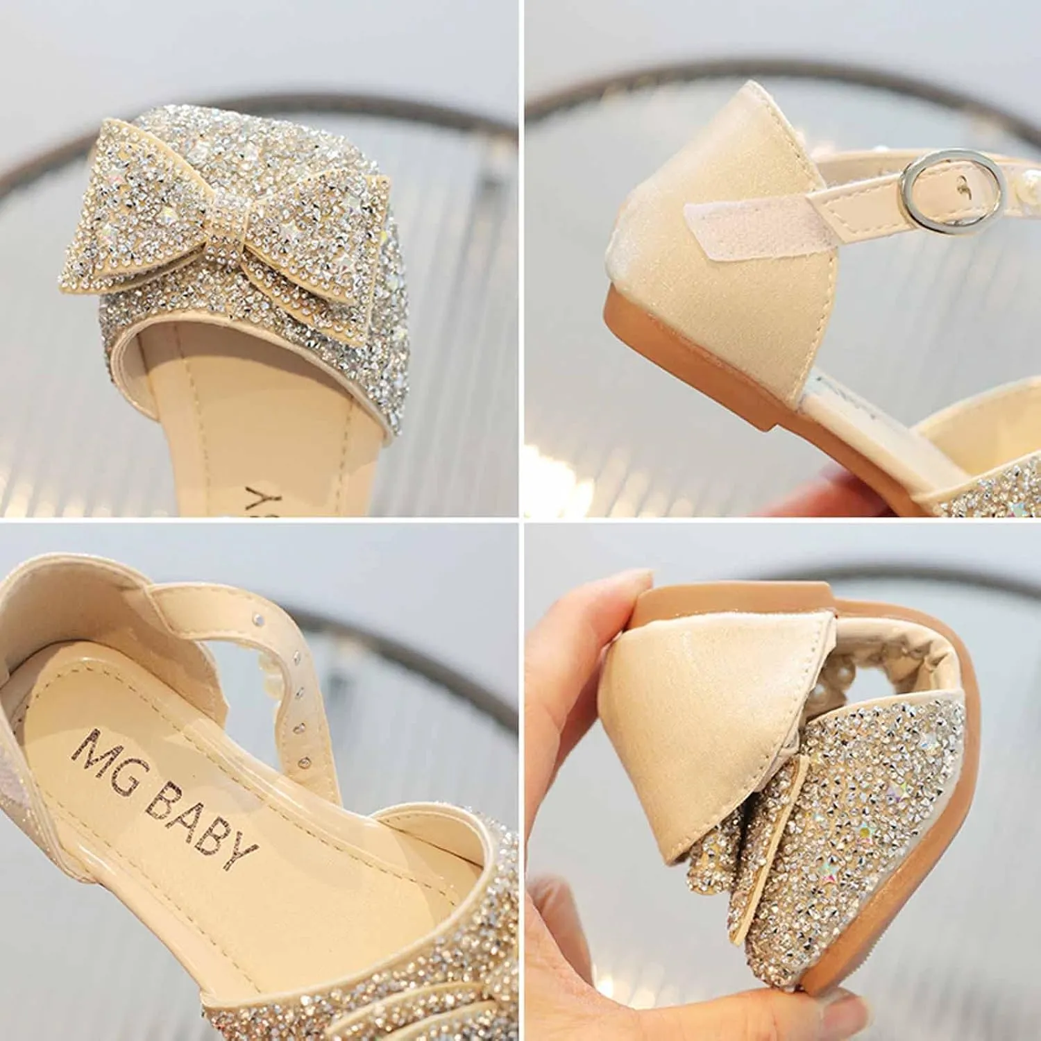 Girls Dress Shoes Strap Drill Bowknot Dance Shoes Middle and Big Kids Half Wrap Sandals Fashion Party Dress Sandals, 5